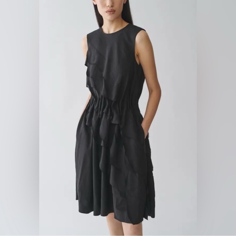 COS Layered Ruffle Dress Sleeveless‎ Black Size 8 Shift